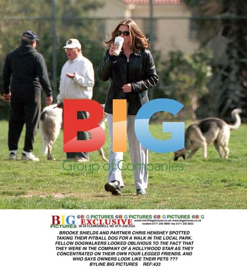 Brooke Shields and Partner Take Dog for Walk