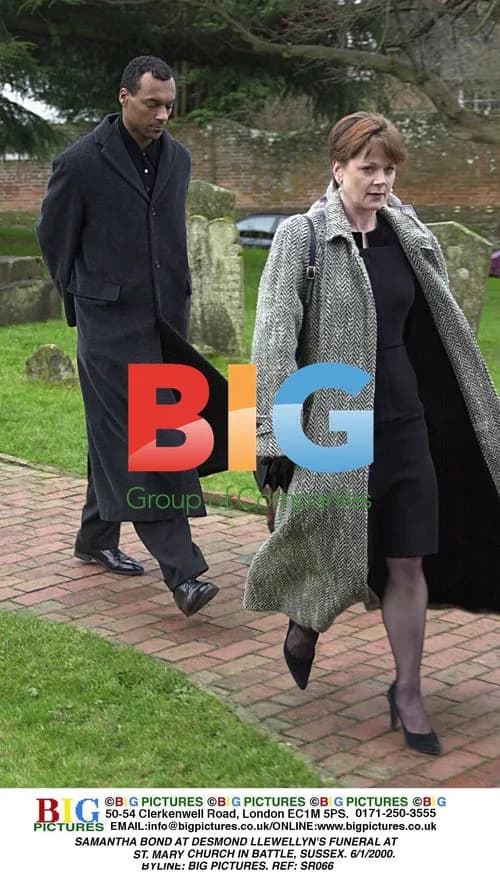 Samantha Bond at Desmond Llewelyn's funeral