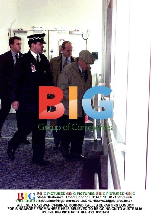ALLEGED NAZI WAR CRIMINAL KONRAD KALEJS DEPARTING LONDON