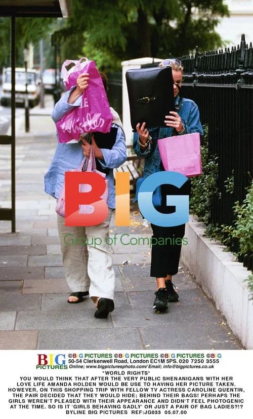 Amanda Holden and Caroline Quentin Hide Behind Bags