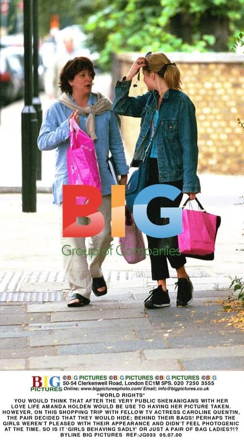 Amanda Holden and Caroline Quentin Hide Behind Bags
