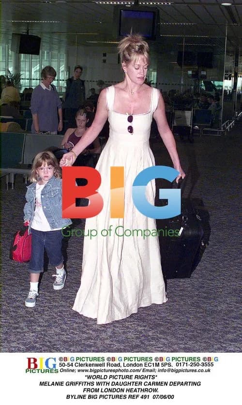 Melanie Griffiths and Daughter Carmen Depart Heathrow