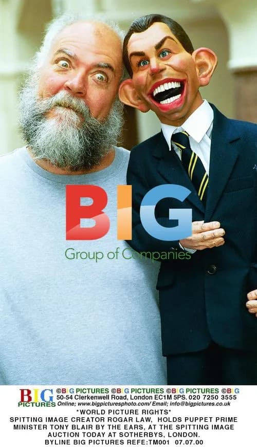 Spitting Image creator Rogar Law with puppet of Tony Blair