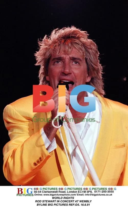 Rod Stewart Performs at Wembly Concert