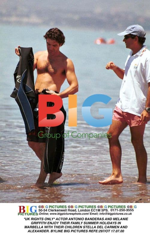 Antonio Banderas and Melanie Griffith with children in Marbella