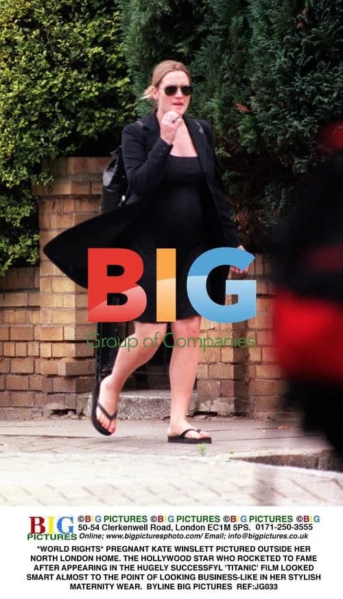 Pregnant Kate Winslet outside London home