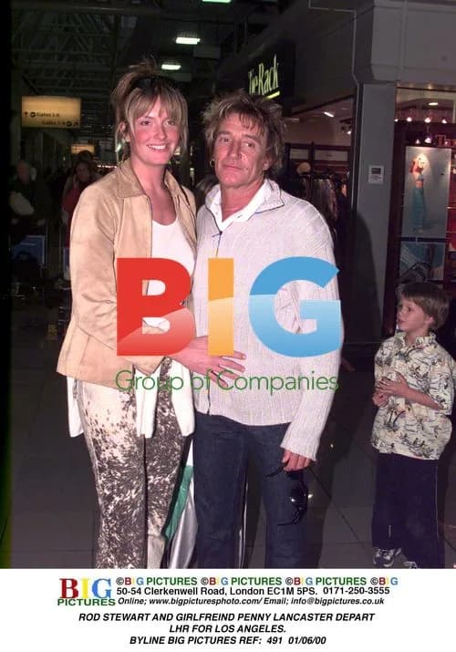 Rod Stewart and Penny Lancaster depart Heathrow
