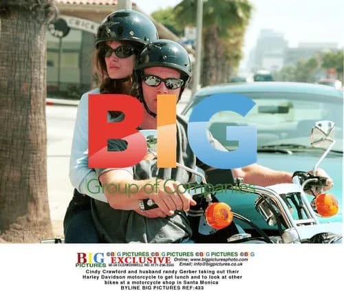 Cindy Crawford and Randy Gerber on Harley