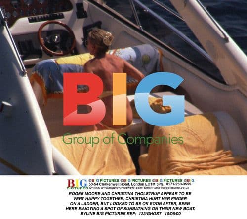 Roger Moore and Christina Tholstrup Boat Trip