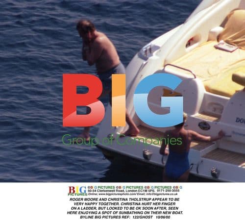 Roger Moore and Christina Tholstrup on Boat