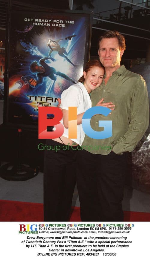 Drew Barrymore and Bill Pullman at Titan A.E. premiere