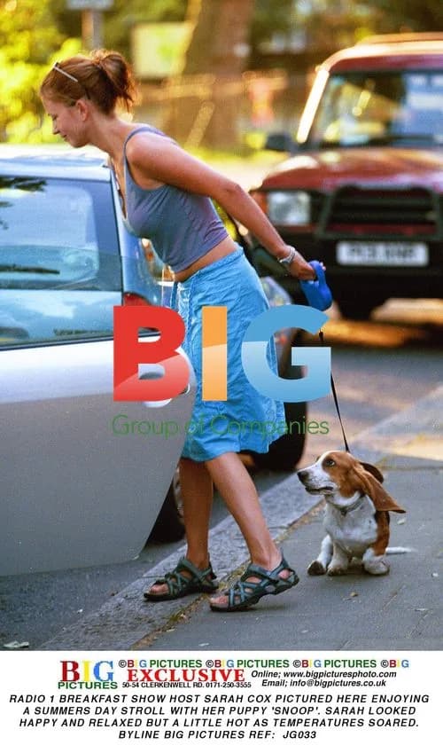 Sarah Cox Enjoys Summer Stroll With Puppy