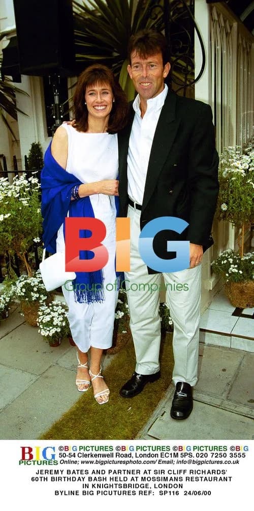 Jeremy Bates and partner at Cliff Richards' 60th birthday