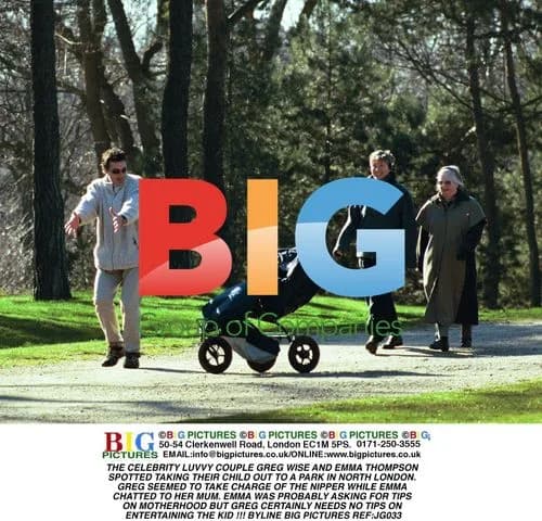 Greg Wise and Emma Thompson with Child in Park
