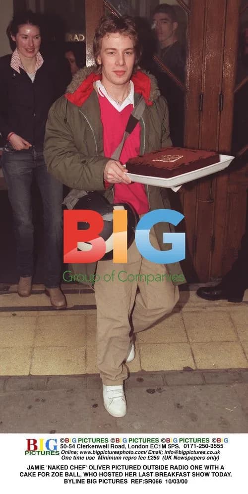 Jamie Oliver with Cake for Zoe Ball's Last Breakfast Show