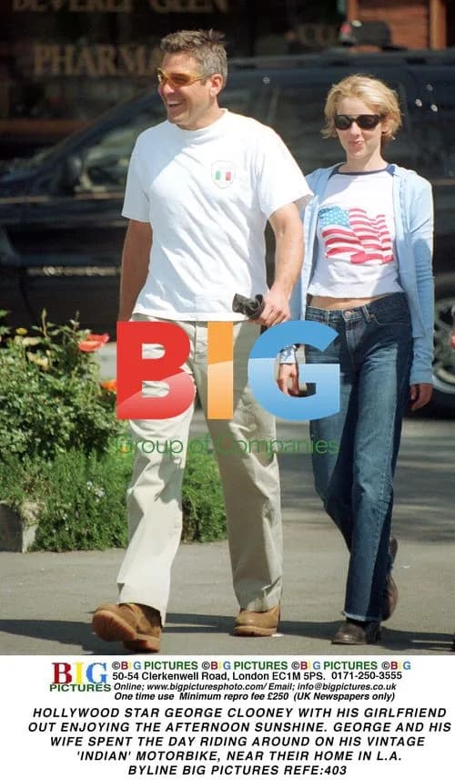 George Clooney and Girlfriend Ride Vintage Motorcycle