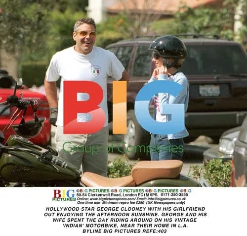 George Clooney and Girlfriend out Riding Motorbike