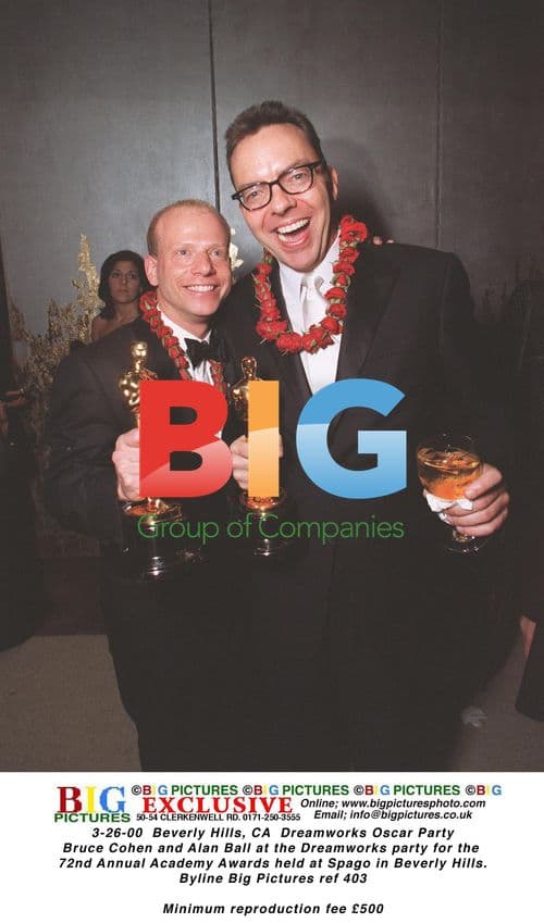 Bruce Cohen and Alan Ball at Dreamworks Oscar party