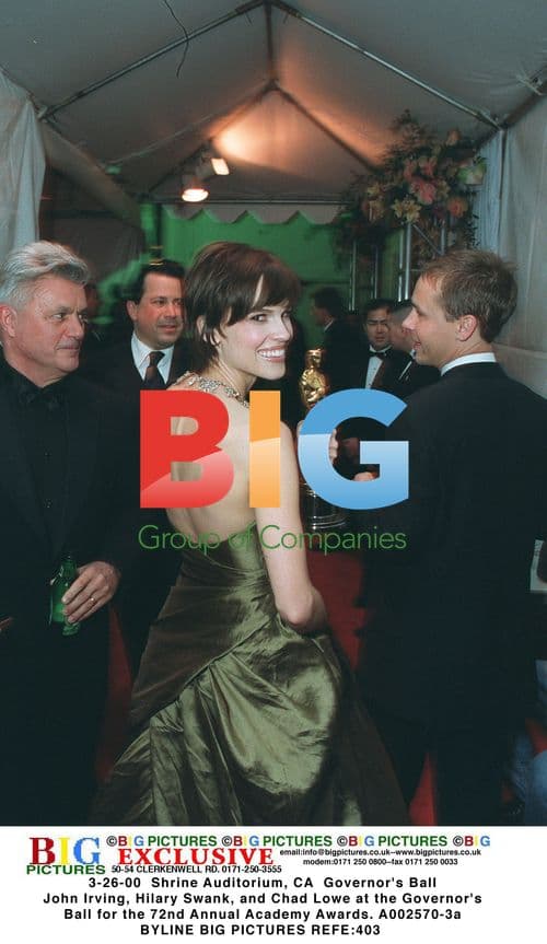 John Irving, Hilary Swank, and Chad Lowe at Governor's Ball