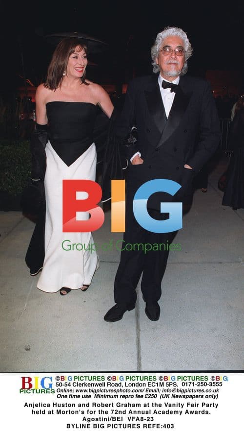 Anjelica Huston and Robert Graham at Vanity Fair Oscar Party