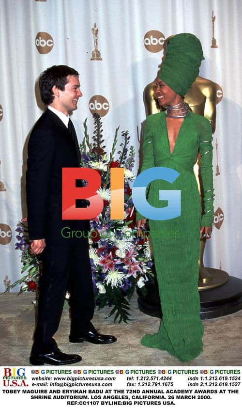 Tobey Maguire and Eryikah Badu at the Oscars