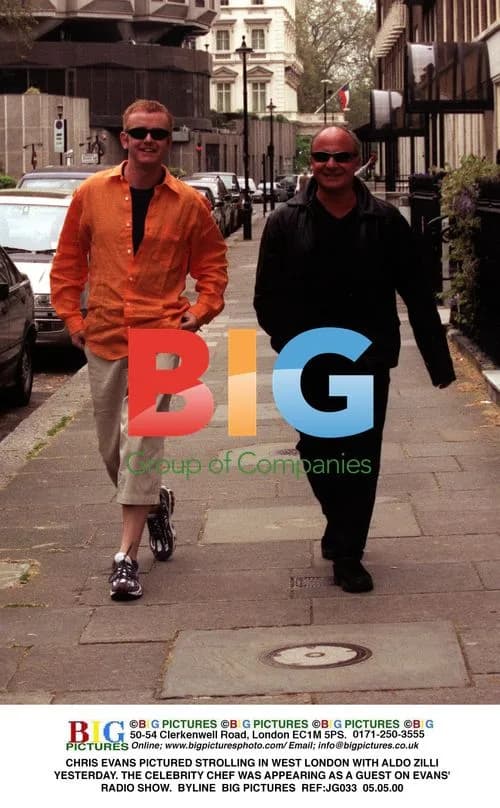 Chris Evans Seen with Aldo Zilli in London