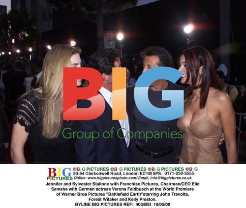 Jennifer, Stallone, Samaha, Feldbusch at "Battlefield Earth" Premiere