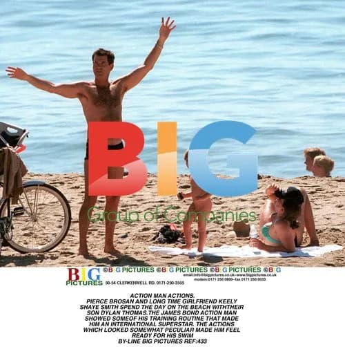 Pierce Brosnan and Keely Shaye Smith on Beach