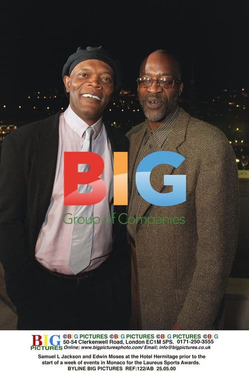 Samuel L Jackson and Edwin Moses at Laureus in Monaco