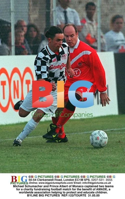 Michael Schumacher and Prince Albert in charity football match
