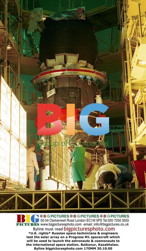 Progress M1 spacecraft solar array testing