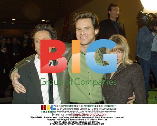 Brian Grazer, Jim Carrey and Renee Zellweger at "Grinch" Premiere