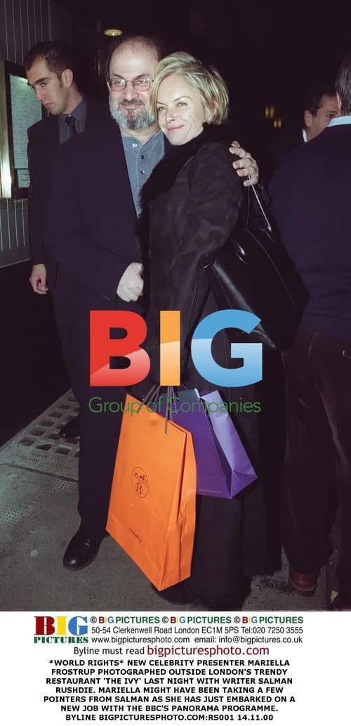 Mariella Frostrup and Salman Rushdie Outside The Ivy