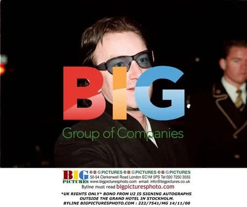 Bono from U2 signing autographs in Stockholm