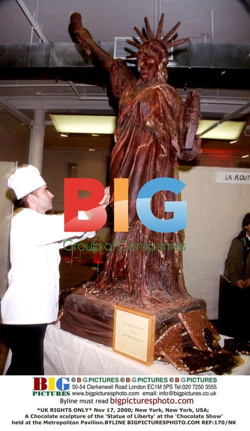 Chocolate 'Statue of Liberty' sculpture at Chocolate Show