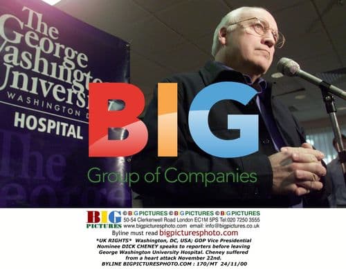 Dick Cheney talks to reporters after heart attack