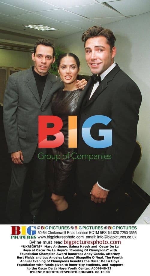 Marc Anthony, Salma Hayek and Oscar De La Hoya at Evening of Champions