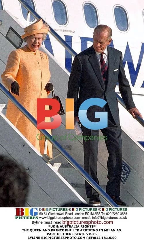 Queen and Prince Phillip Arriving in Milan