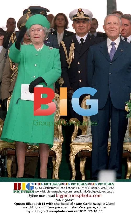 Queen Elizabeth II at Military Parade in Rome