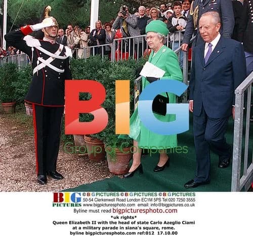 Queen Elizabeth II at military parade in Rome