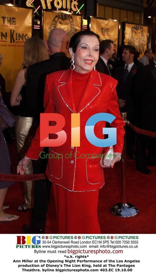 Ann Miller at Opening Night of The Lion King in LA