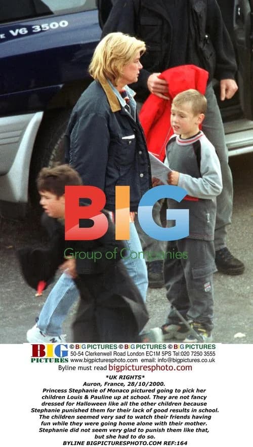 Princess Stephanie of Monaco picking up children from school
