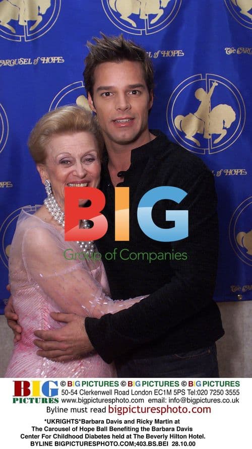 Barbara Davis and Ricky Martin at The Carousel of Hope Ball