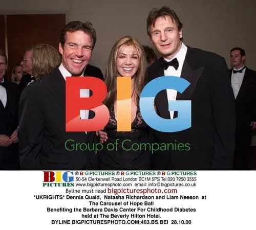 Dennis Quaid, Natasha Richardson and Liam Neeson at Carousel of Hope Ball