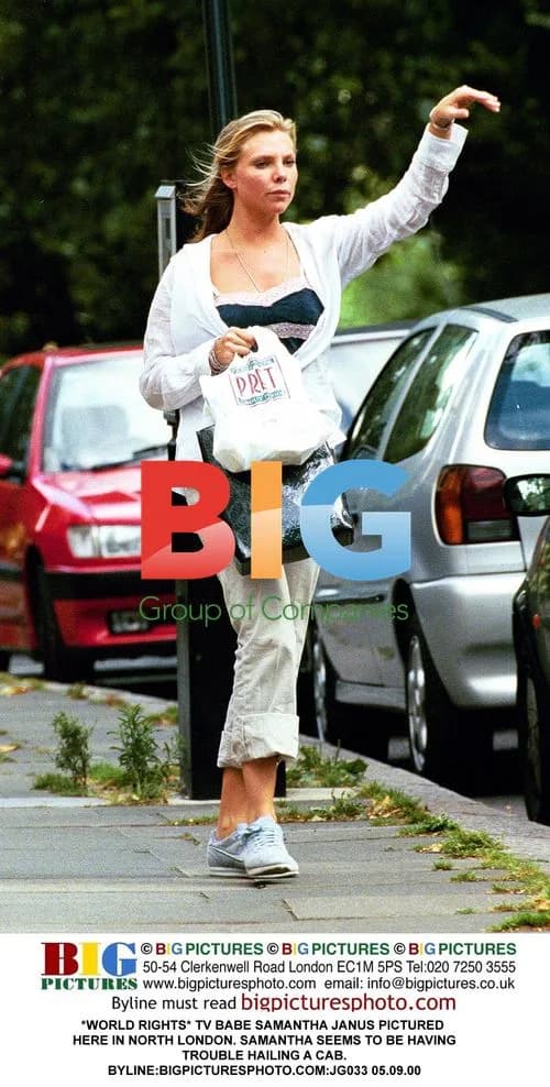 Samantha Janus Struggles to Hail Cab in North London