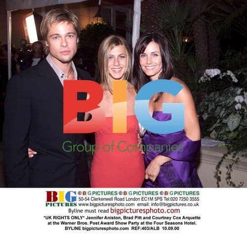 Jennifer Aniston, Brad Pitt and Courtney Cox at Warner Bros Party