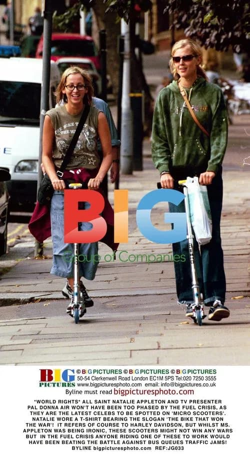 Natalie Appleton and Donna Air ride micro scooters