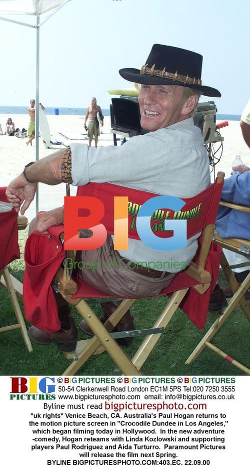 Paul Hogan on Venice Beach for "Crocodile Dundee" sequel