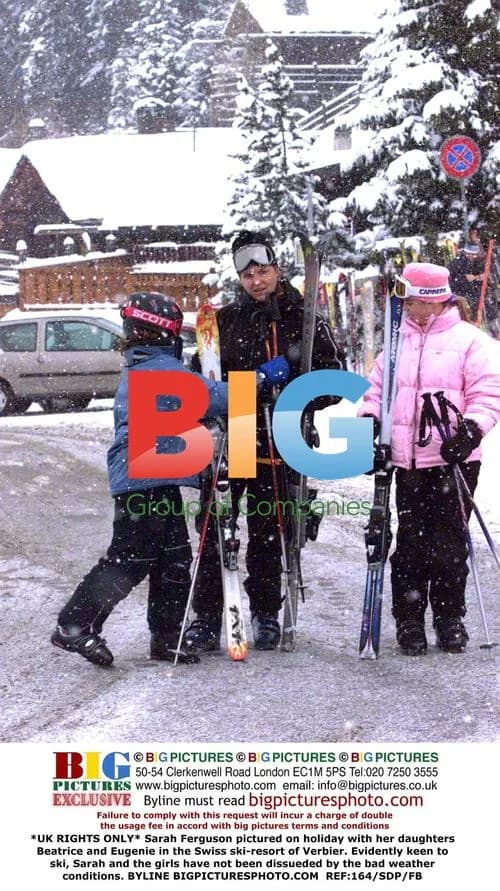 Sarah Ferguson and Daughters Skiing in Verbier