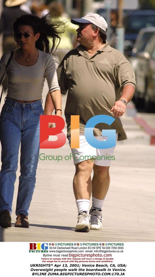 Overweight people on Venice Beach boardwalk